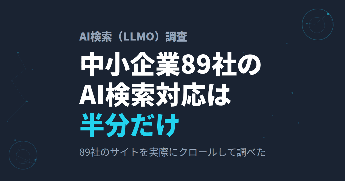 中小企業のWebサイトを調べたら、AI検索(LLMO)対応は"半分だけ"だった